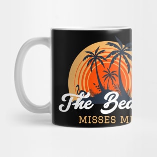 The Beach Miss Me, Palm Trees with Vintage Sunset Mug